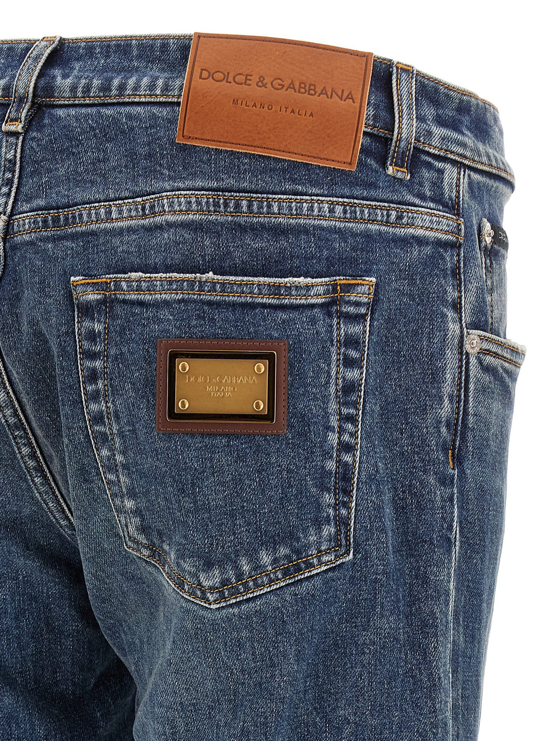 Dolce & Gabbana Logo Plaque Jeans - Blu | f8f8482e7ee7a5b52245edd49e438bf9befadb8b