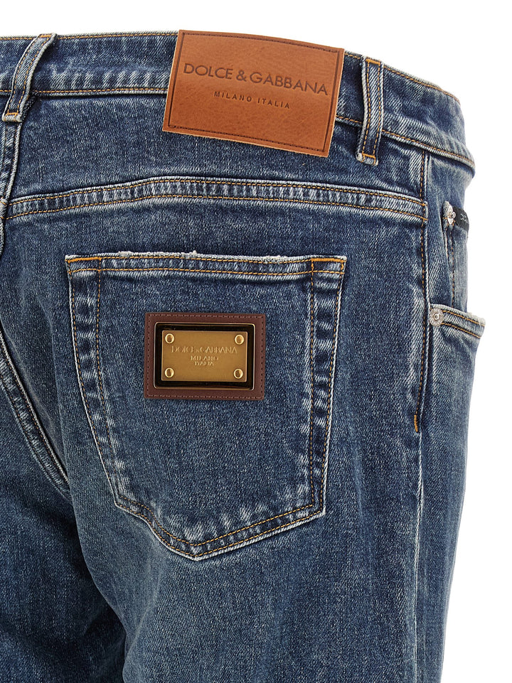Dolce & Gabbana Logo Plaque Jeans - Blu | f8f8482e7ee7a5b52245edd49e438bf9befadb8b