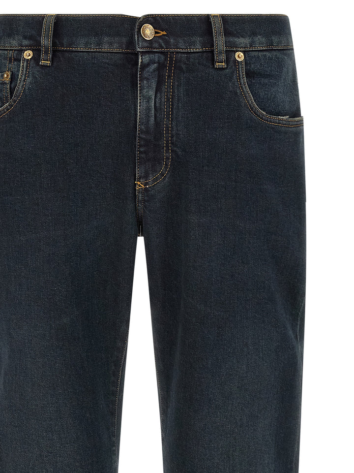 Dolce & Gabbana Logo Plaque Jeans - Blu | 662288f07cda11d2897d960d8c9606f739151716
