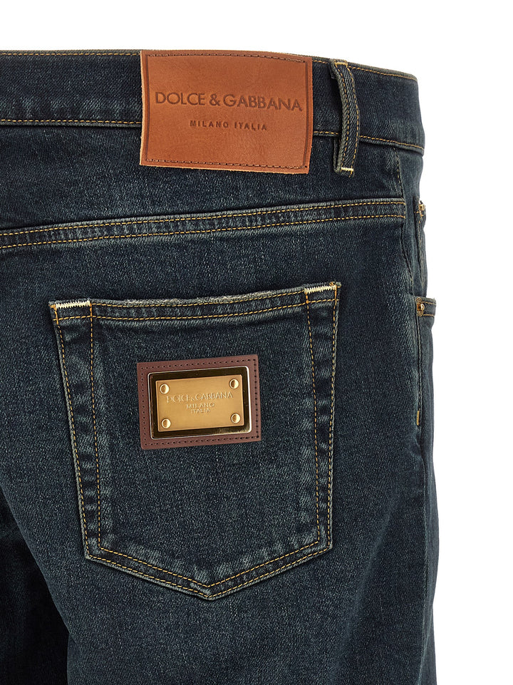 Dolce & Gabbana Logo Plaque Jeans - Blu | 10488cb8150b9f9bcf7bfd8d6e1c0dfd8b571e63