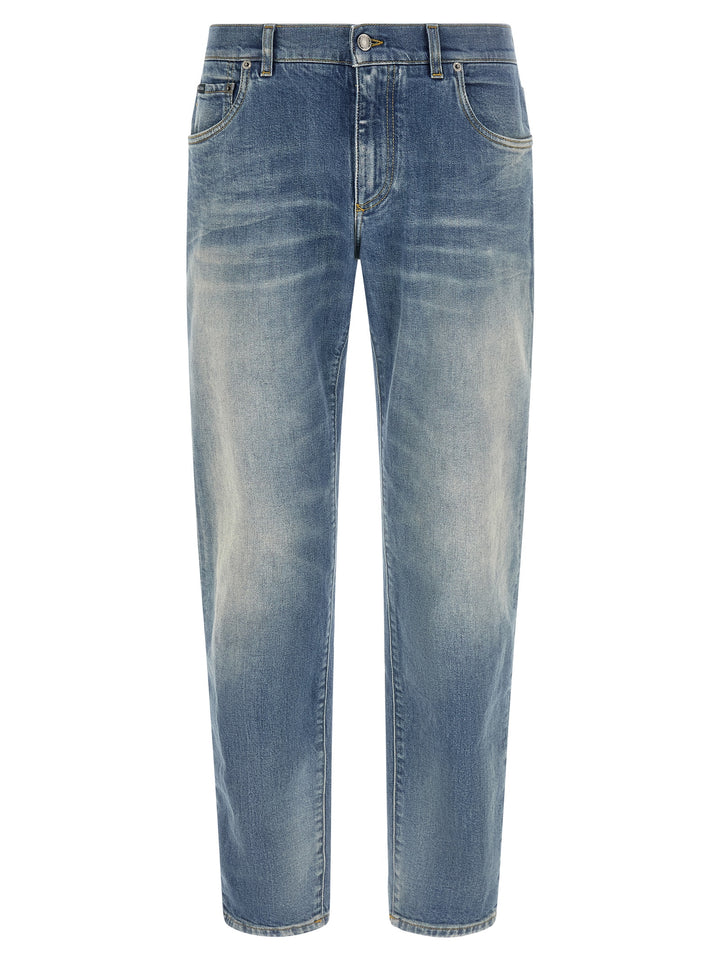 Dolce & Gabbana Logo Plaque Jeans - Blu | 4266d0d2e243f76e00db57378a54631c40fa5350