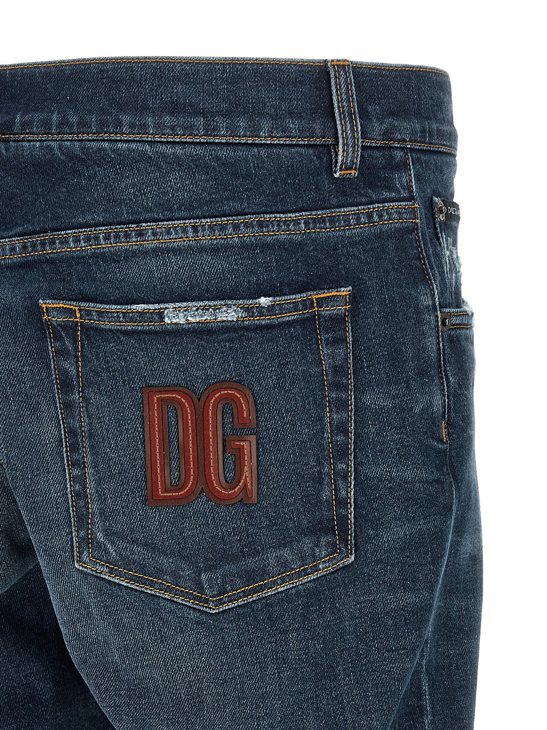 Dolce & Gabbana Logo Patch Jeans - Blu | ce0bc41fcdc7211e3797bbd57b889ea2939efb75