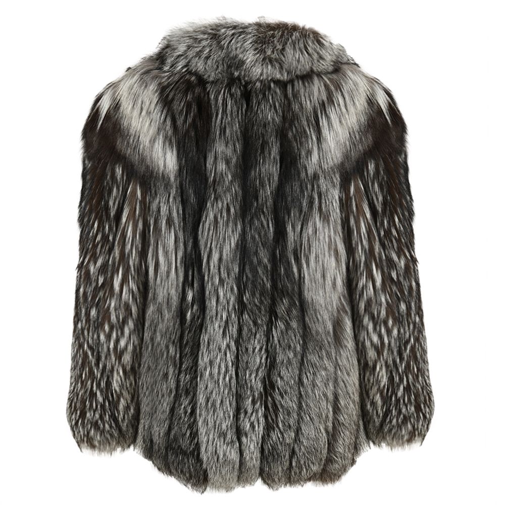 Giacca Aurora Grigia Naturale in Pelliccia di Volpe