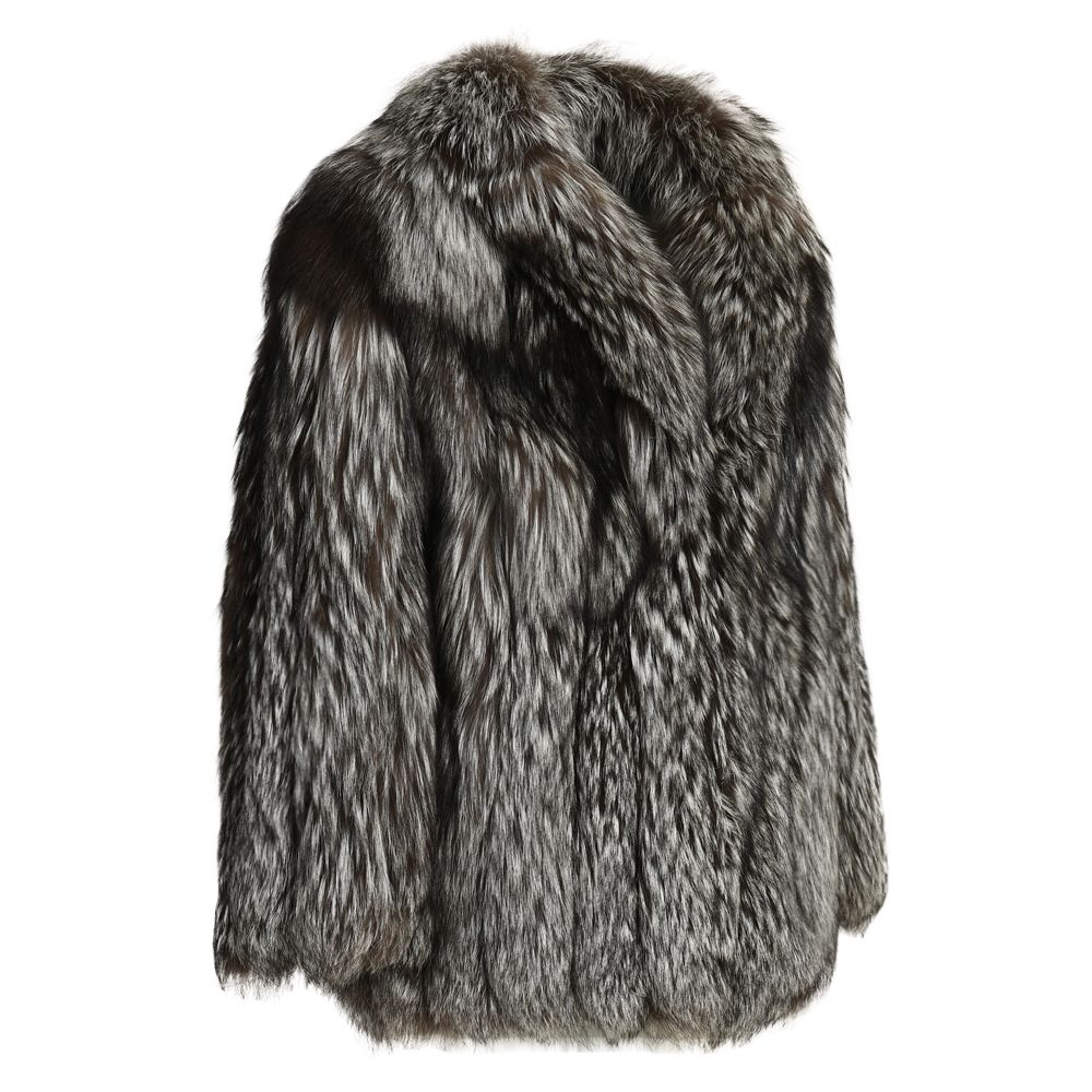 Giacca Aurora Grigia Naturale in Pelliccia di Volpe