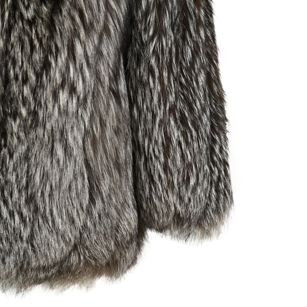Giacca Aurora Grigia Naturale in Pelliccia di Volpe