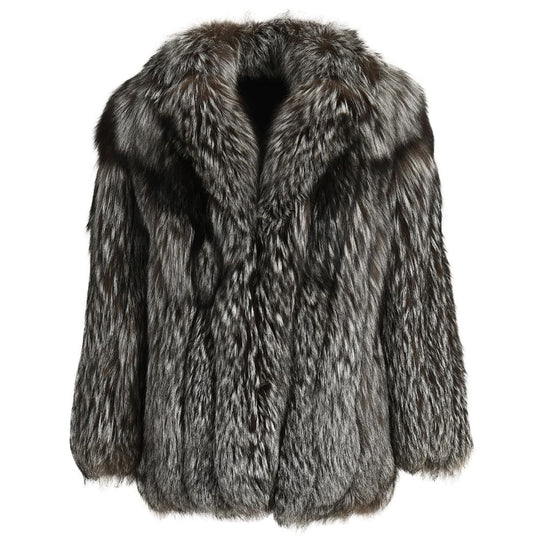 Giacca Aurora Grigia Naturale in Pelliccia di Volpe