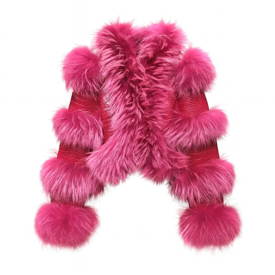 Giacca Luna Fucsia in Pelle e Pelliccia di Volpe