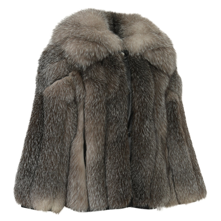 Giacca Polvere Grigia in Pelliccia di Volpe