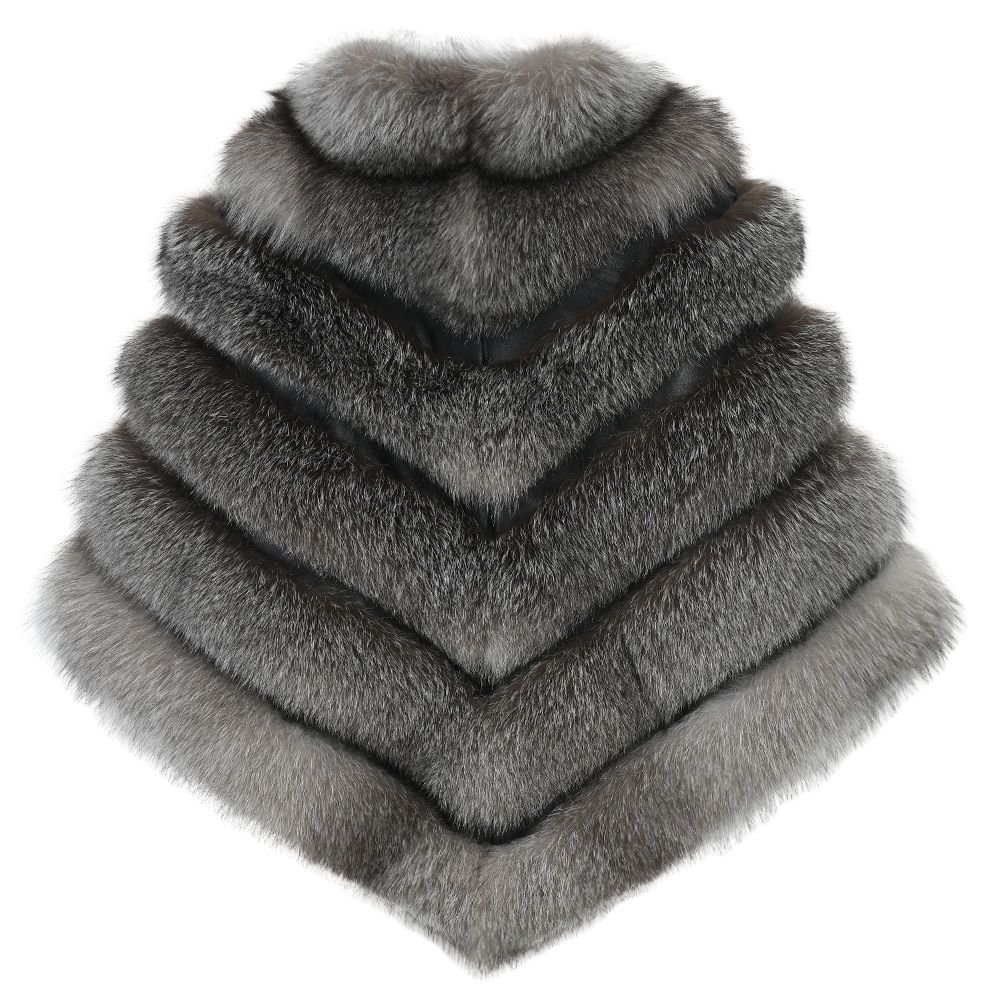 Poncho Vanessa in Pelliccia di Volpe Grigia