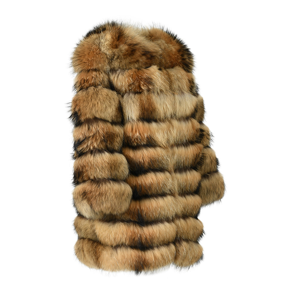 Giacca Raton Long Beige in Pelliccia di Procione