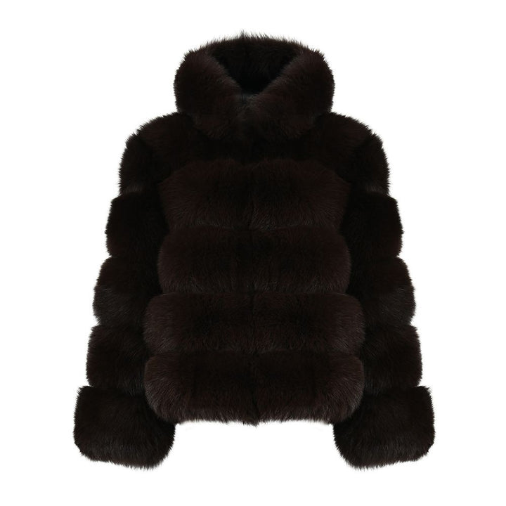 Giacca Saphira Marrone Scuro in Pelliccia di Volpe