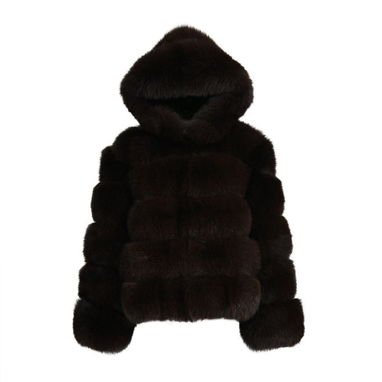 Giacca Saphira Marrone Scuro in Pelliccia di Volpe