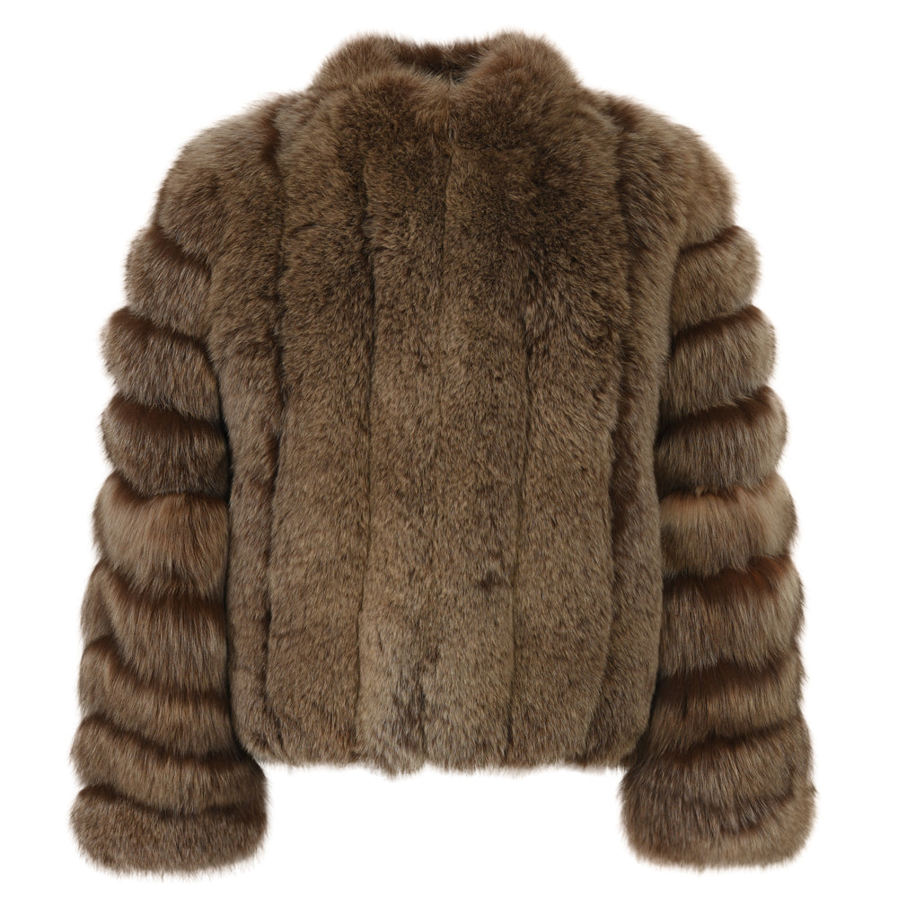 Giacca Teddy Marrone in Pelliccia di Volpe