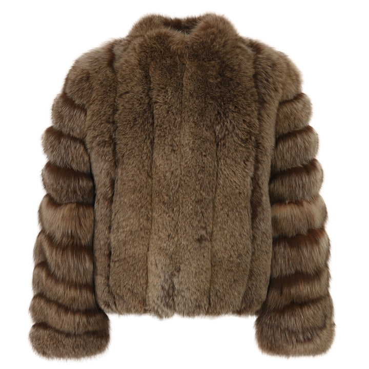 Giacca Teddy Marrone in Pelliccia di Volpe