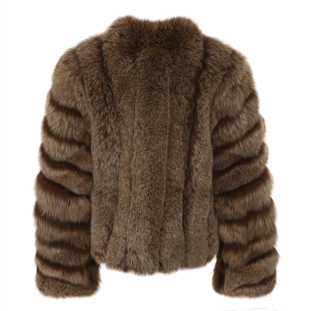 Giacca Teddy Marrone in Pelliccia di Volpe