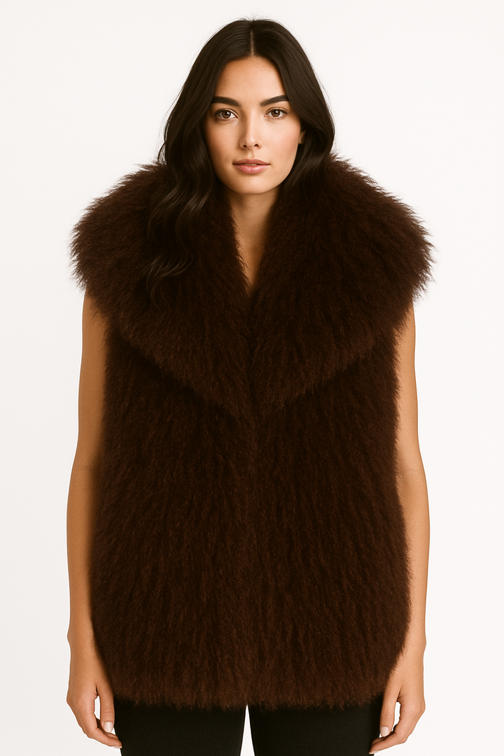 Gilet Tania Marrone in Mongolia