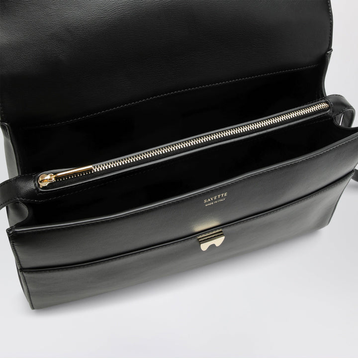 Savette Sac à Main Soft Symmetry Noir En Cuir