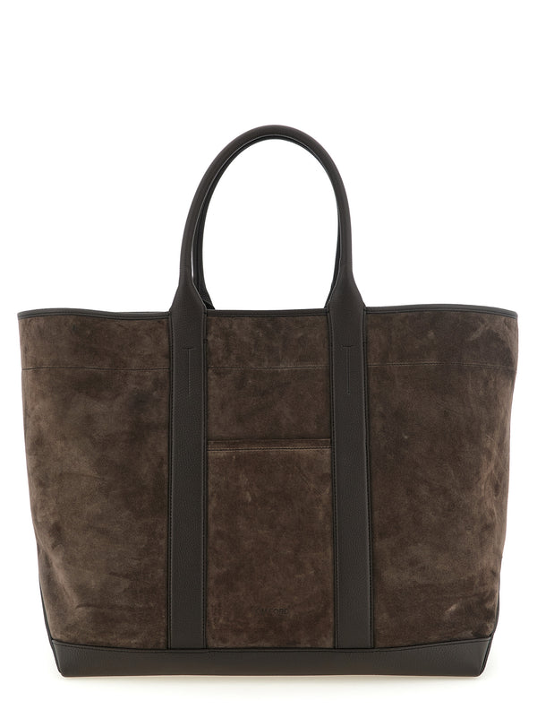Suede Shopping Bag Tote Marrone