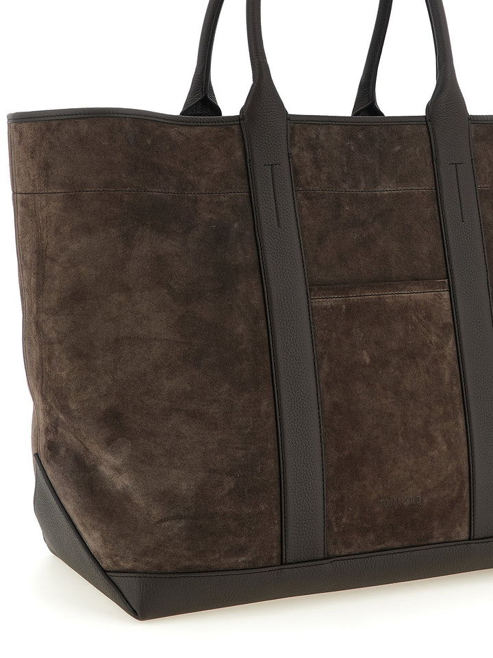Tom Ford Suede Shopping Bag Tote - Marrone | 45af7dfe6bb86b61d18a931fbae3649798895f1a