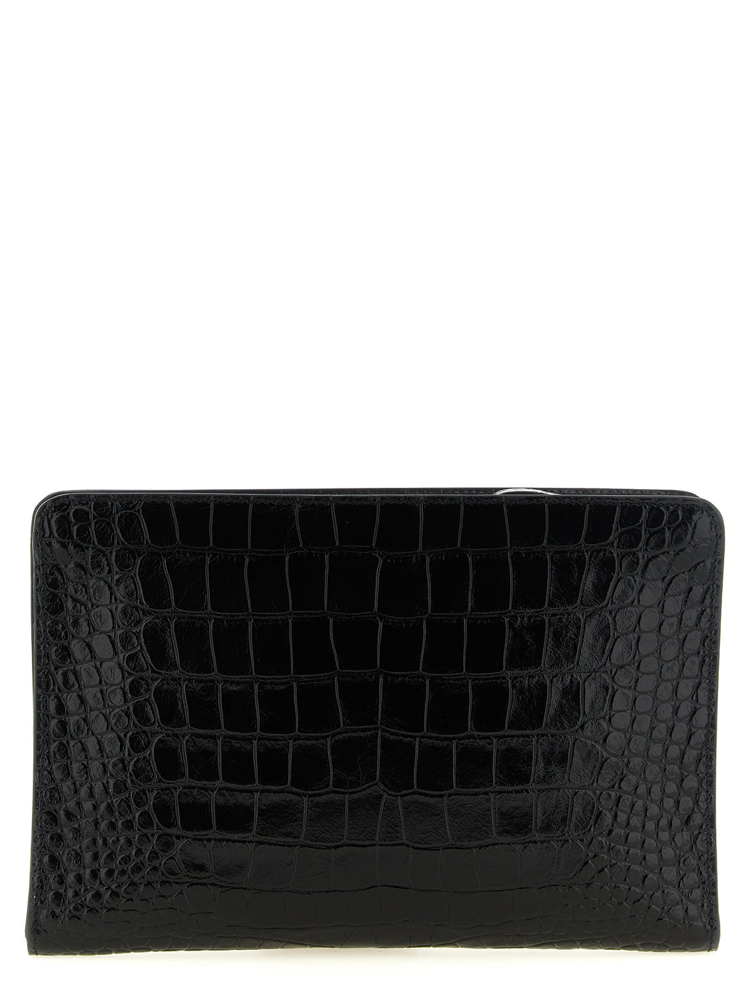 Tom Ford Croc Print Leather  Bag Clutch - Nero | e5240b8666b3d8f0acc5ea3e393db9f9e08f2e88