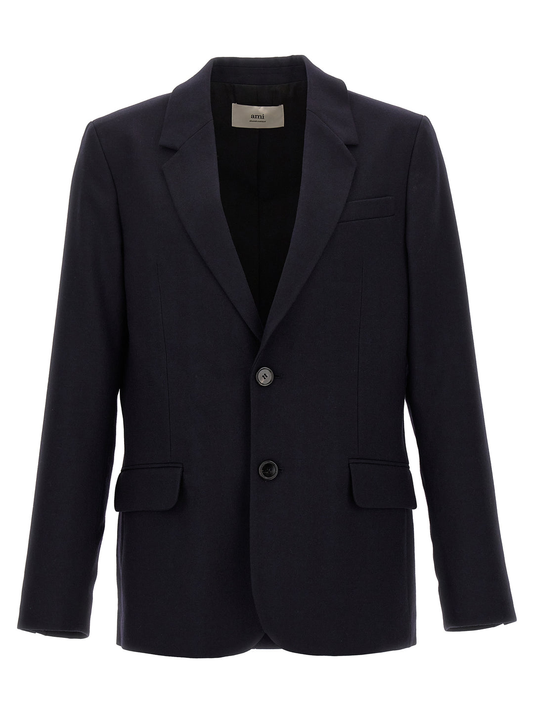 Ami Paris Single-Breasted Wool Blazer - Blu | 97a396431e442b713167bbbc735d13d2f5f1f219