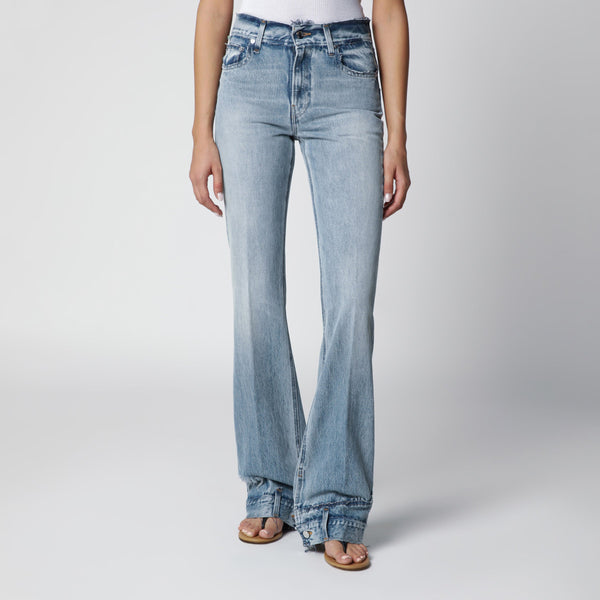 Flora High-Waisted Flared Jeans In Light Blue Denim