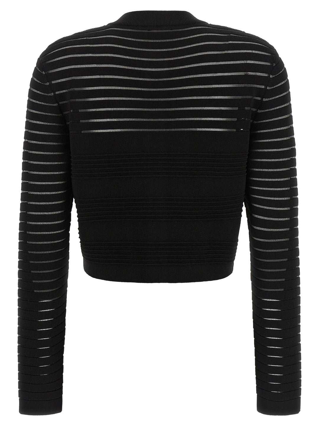 Balmain Semi-Transparent Stripes Cardigan Maglioni - Nero | 22c5faf7e4447d8d6ceeb7ad7cb77155e9e08bc5