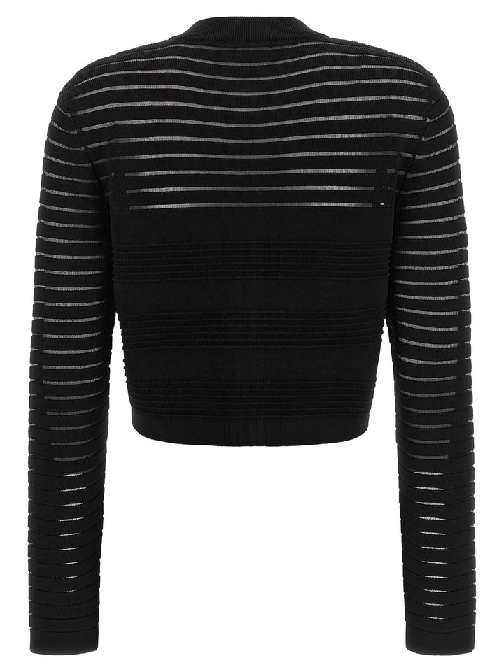 Balmain Semi-Transparent Stripes Cardigan Maglioni - Nero | 22c5faf7e4447d8d6ceeb7ad7cb77155e9e08bc5