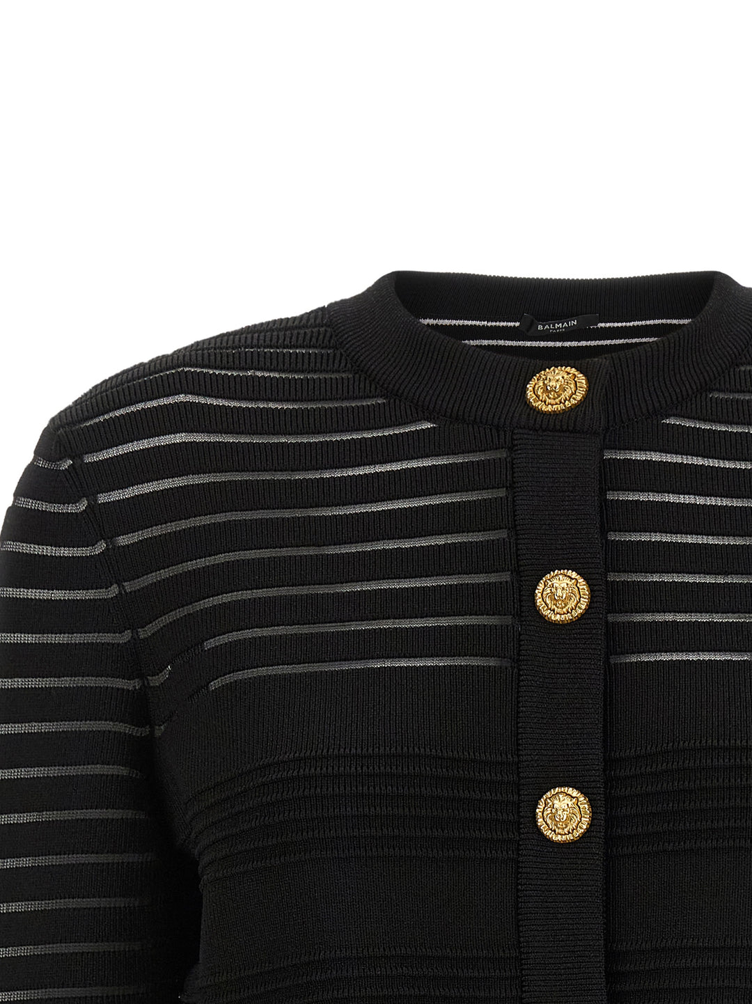 Balmain Semi-Transparent Stripes Cardigan Maglioni - Nero | 025a9b5872383d21922642791f6106ac29611b01