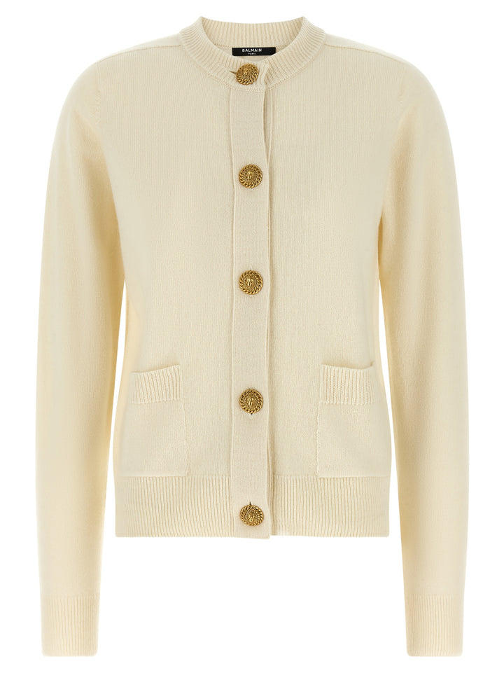 Balmain Eco-Cashmere Cardigan Maglioni - Bianco | 84499528dc64f91e07e143be28f9b71ce288b616