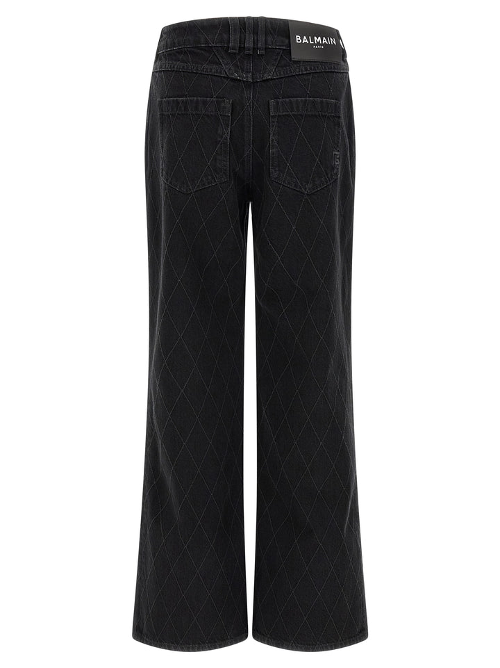 Balmain Diamond-Shaped Jeans - Nero | 04a9ff6571e01d9c1473df811e787b51746343c9