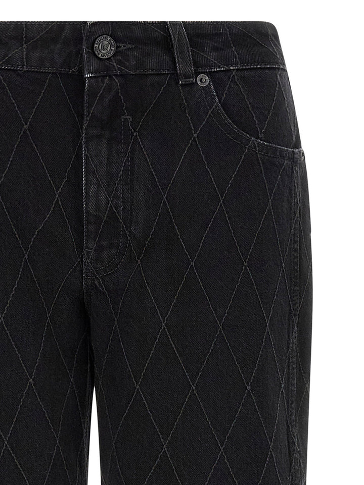 Balmain Diamond-Shaped Jeans - Nero | 73ac3b795535127af49ee8f1a68727371bdfbe27