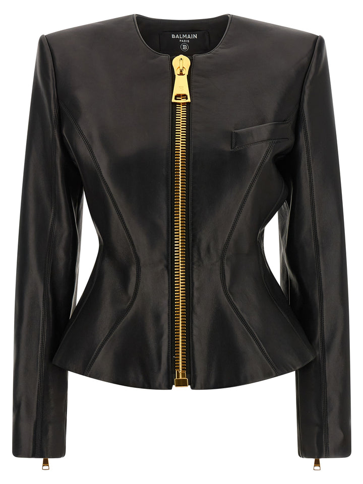 Balmain Leather Jacket Puffer Jackets - Nero | 38f5025b2b60c9a9880d1285a6a1d48cd08c32d1