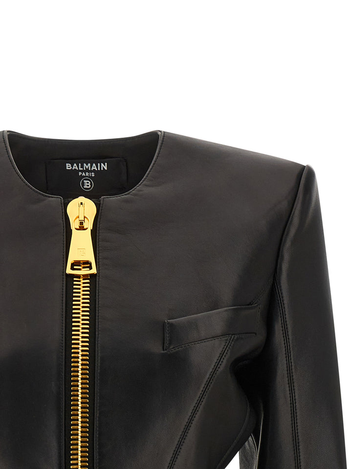 Balmain Leather Jacket Puffer Jackets - Nero | 6ac05bc4abbeb07591aedbdd5b0f62071feadec7