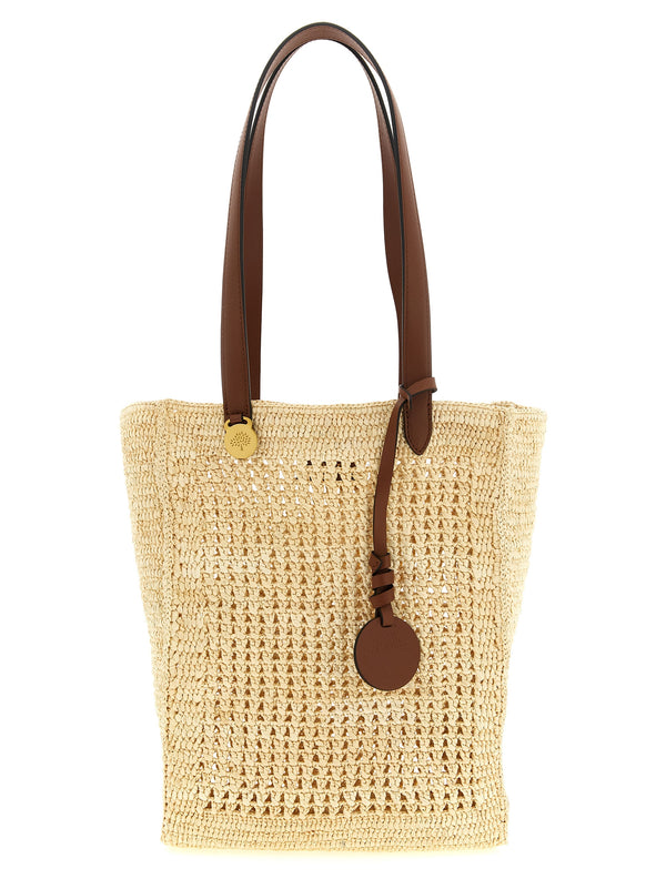 Bolso de mano de ganchillo pequeño color beige
