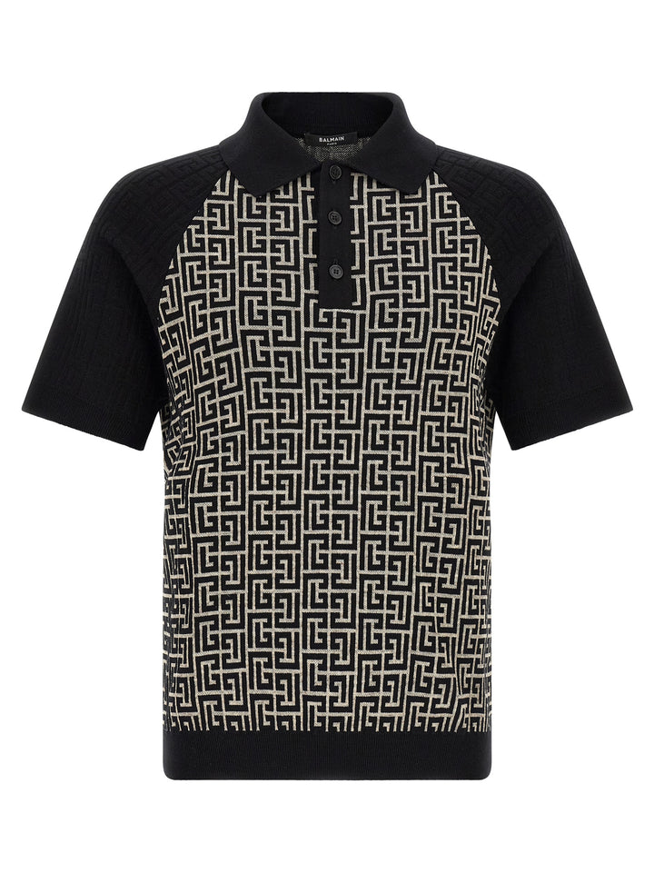 Balmain Pb Monogram Polo - Bianco/Nero | bef9685b1b5c4235fa0221580beeaff80e18449b