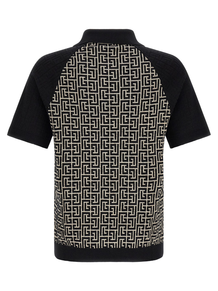 Balmain Pb Monogram Polo - Bianco/Nero | 633b8df53e95a94bc5985d3cb81c57b93c6772df