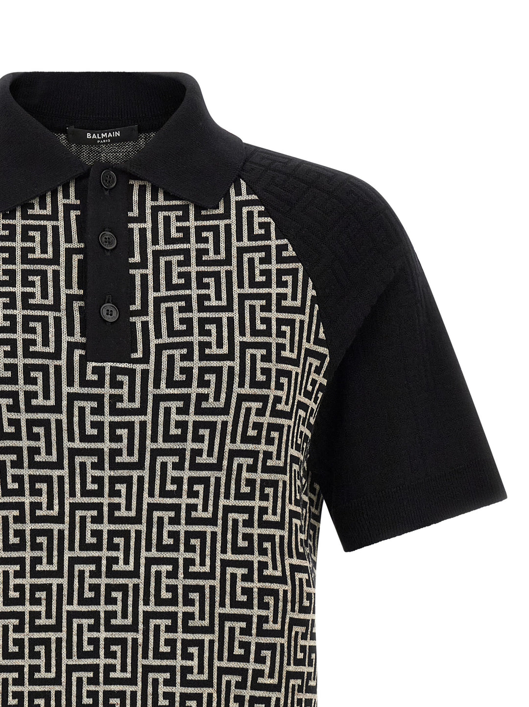 Balmain Pb Monogram Polo - Bianco/Nero | d13b1c0d9b12a37fbd7c0f708488201c7de3d333