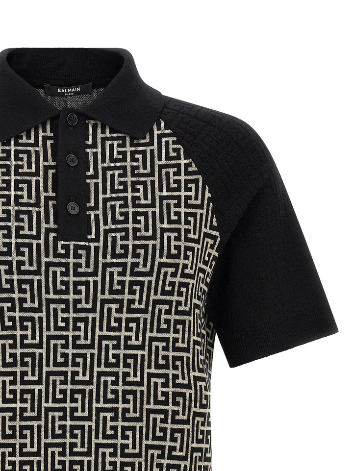 Balmain Pb Monogram Polo - Bianco/Nero | d13b1c0d9b12a37fbd7c0f708488201c7de3d333