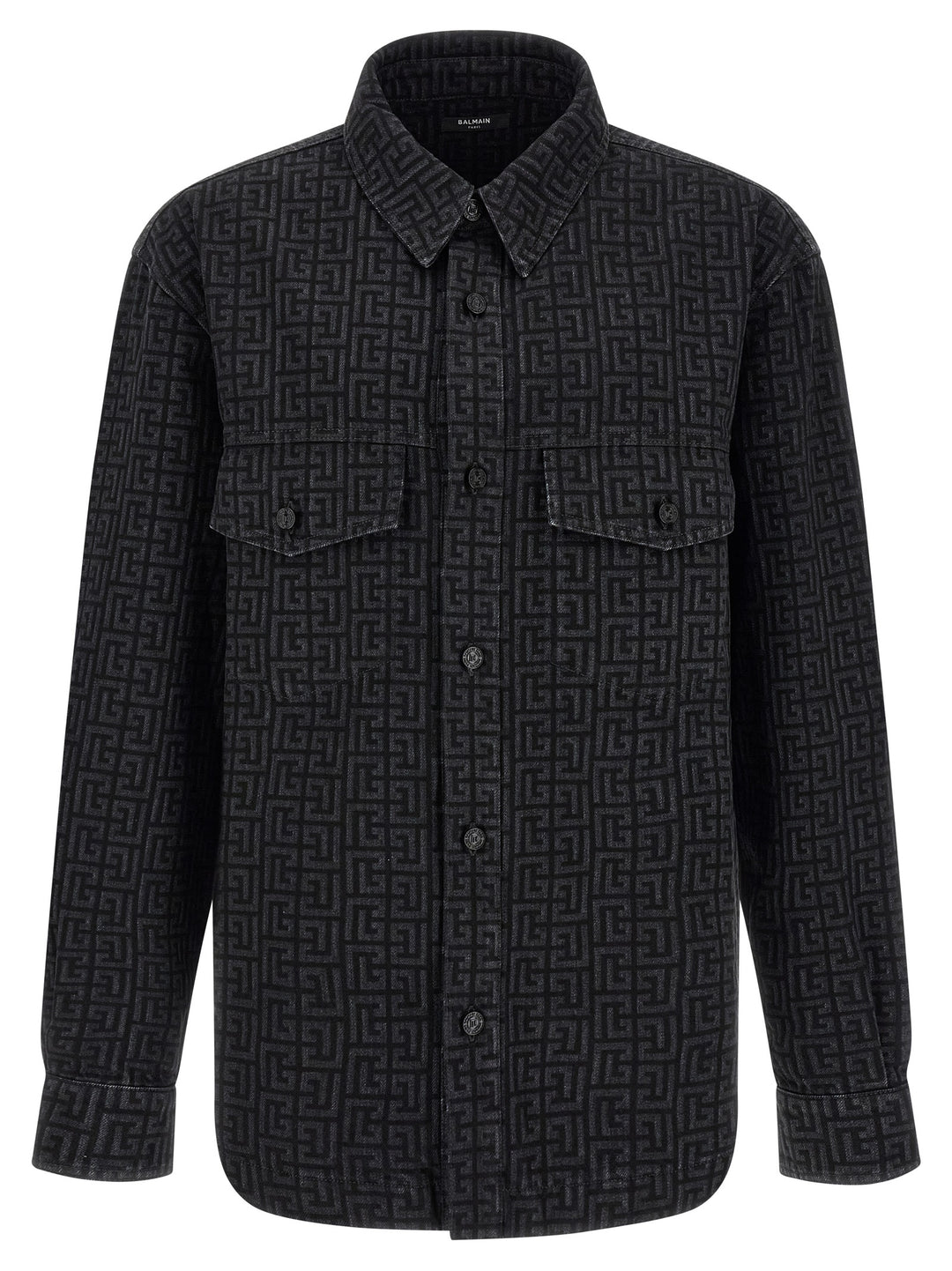 Balmain Monogram Pattern Overshirt Camicie - Nero | 14e5cfccaa9d236d4b4e066442928c6c6f9476d8