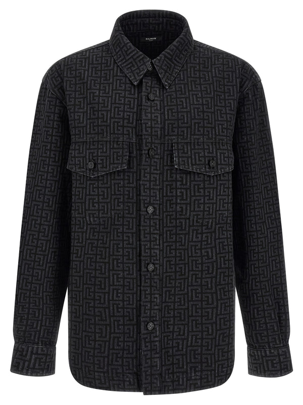 Sobrecamisa negra con motivo de monograma