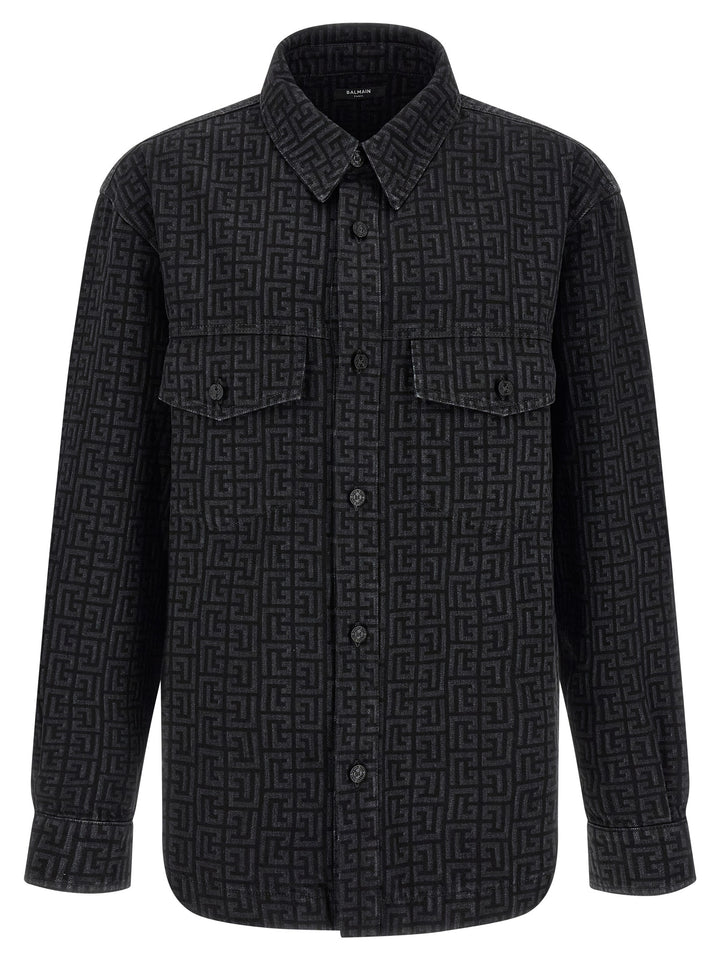 Balmain Monogram Pattern Overshirt Camicie - Nero | 14e5cfccaa9d236d4b4e066442928c6c6f9476d8