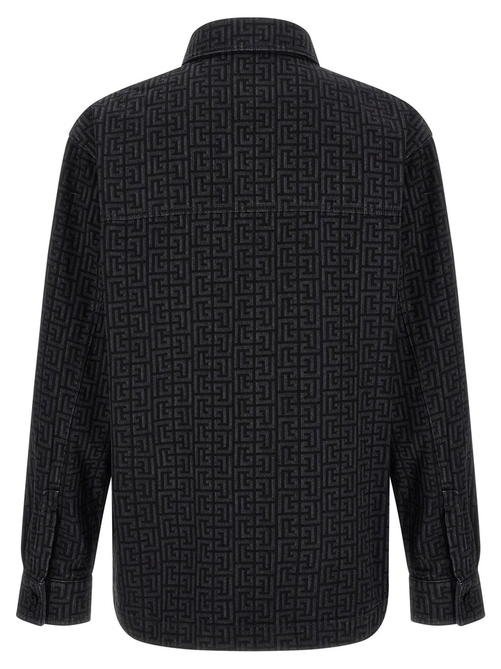 Balmain Monogram Pattern Overshirt Camicie - Nero | efd305c46c3eda9f351883f8b561c389ba9b5054