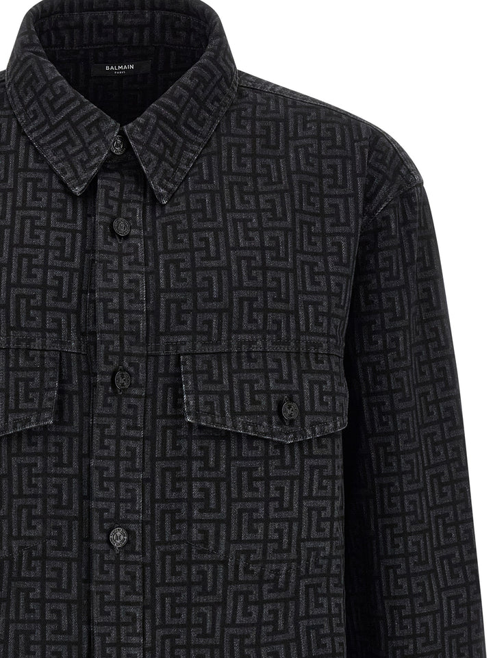 Balmain Monogram Pattern Overshirt Camicie - Nero | 3d56b802948becdb72644c47aa6f7d9286b6eb50