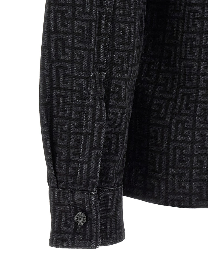 Balmain Monogram Pattern Overshirt Camicie - Nero | 99ef33541d1dd273695aee49a7e0ca42a0b03920