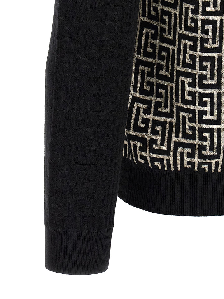 Balmain Pb Monogram Mesh Maglioni - Bianco/Nero | 4c3c0092d99b215cf340a7a73cf778c2477ed7a6