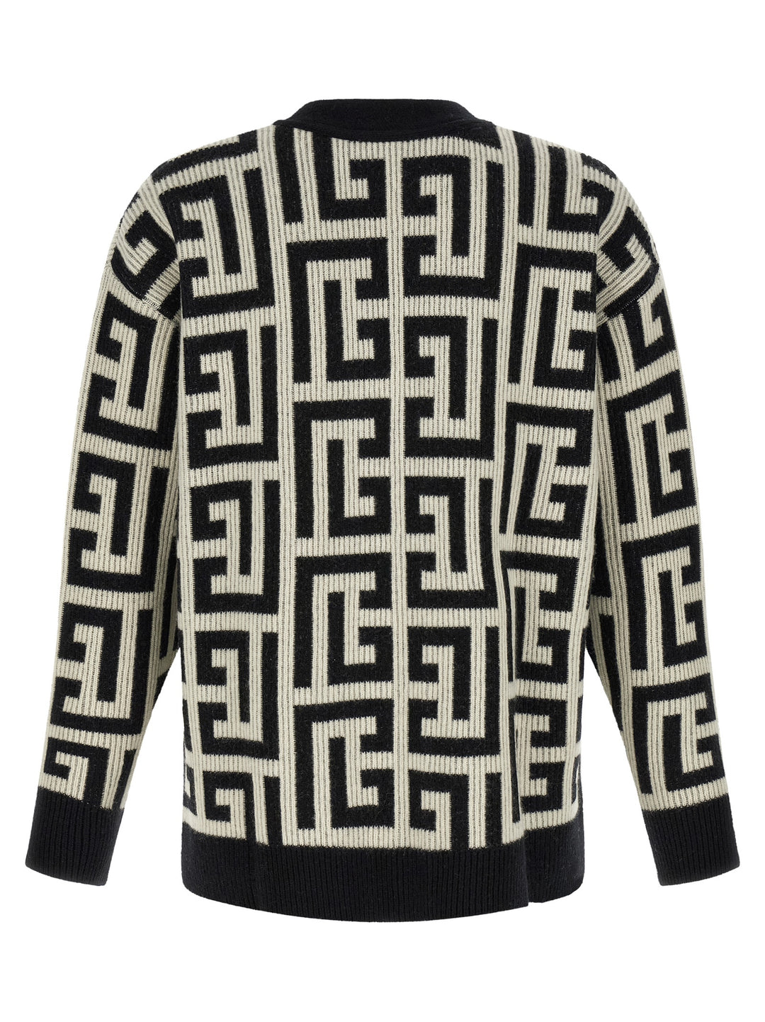 Balmain Monogram Macro Cardigan Maglioni - Bianco/Nero | ae01474103397c94e8cc9e4d08fff58140ae89ca