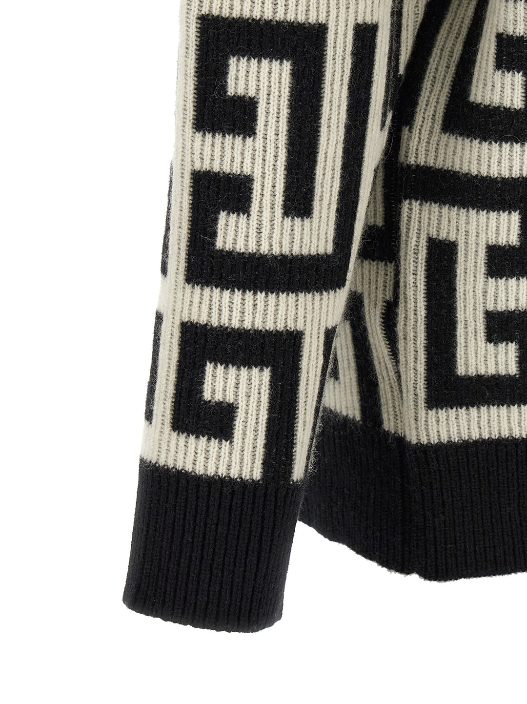 Balmain Monogram Macro Cardigan Maglioni - Bianco/Nero | 2294ef0dd05c03bfda683038a7e21b6613660856