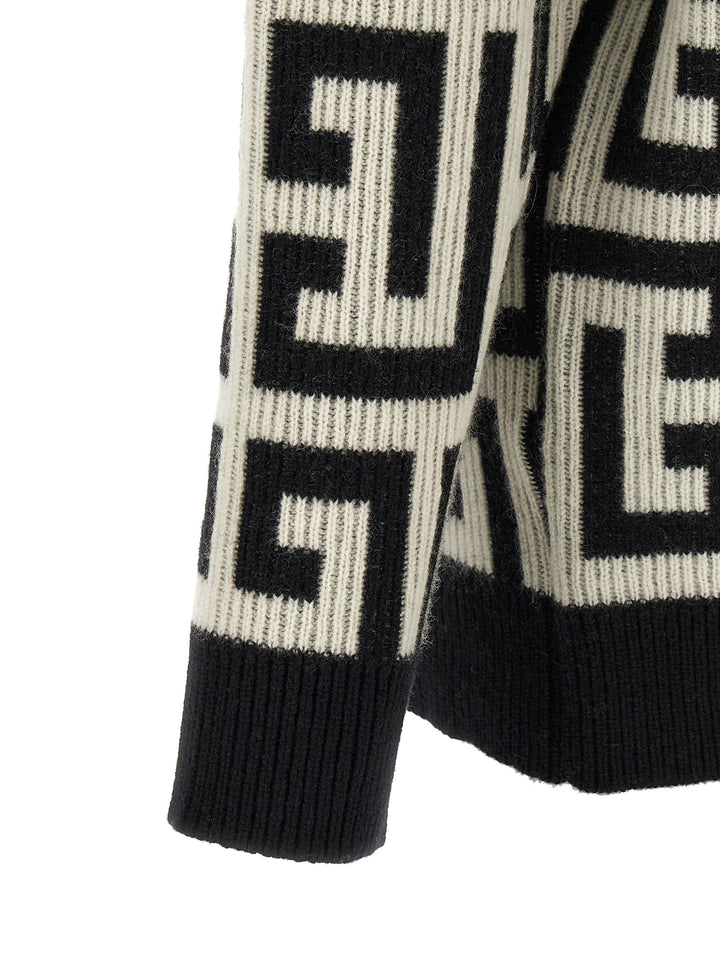 Balmain Monogram Macro Cardigan Maglioni - Bianco/Nero | 2294ef0dd05c03bfda683038a7e21b6613660856