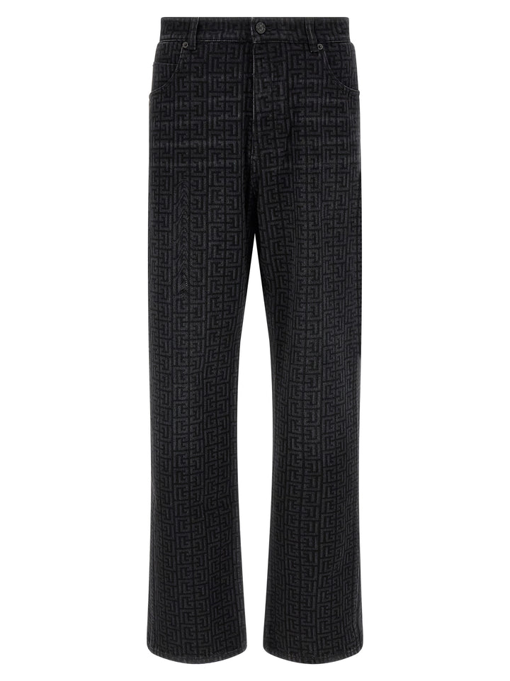 Balmain Monogram Pattern Jeans - Nero | 4e634d091e75ff43766e519f2f0d0c71d98bb49a